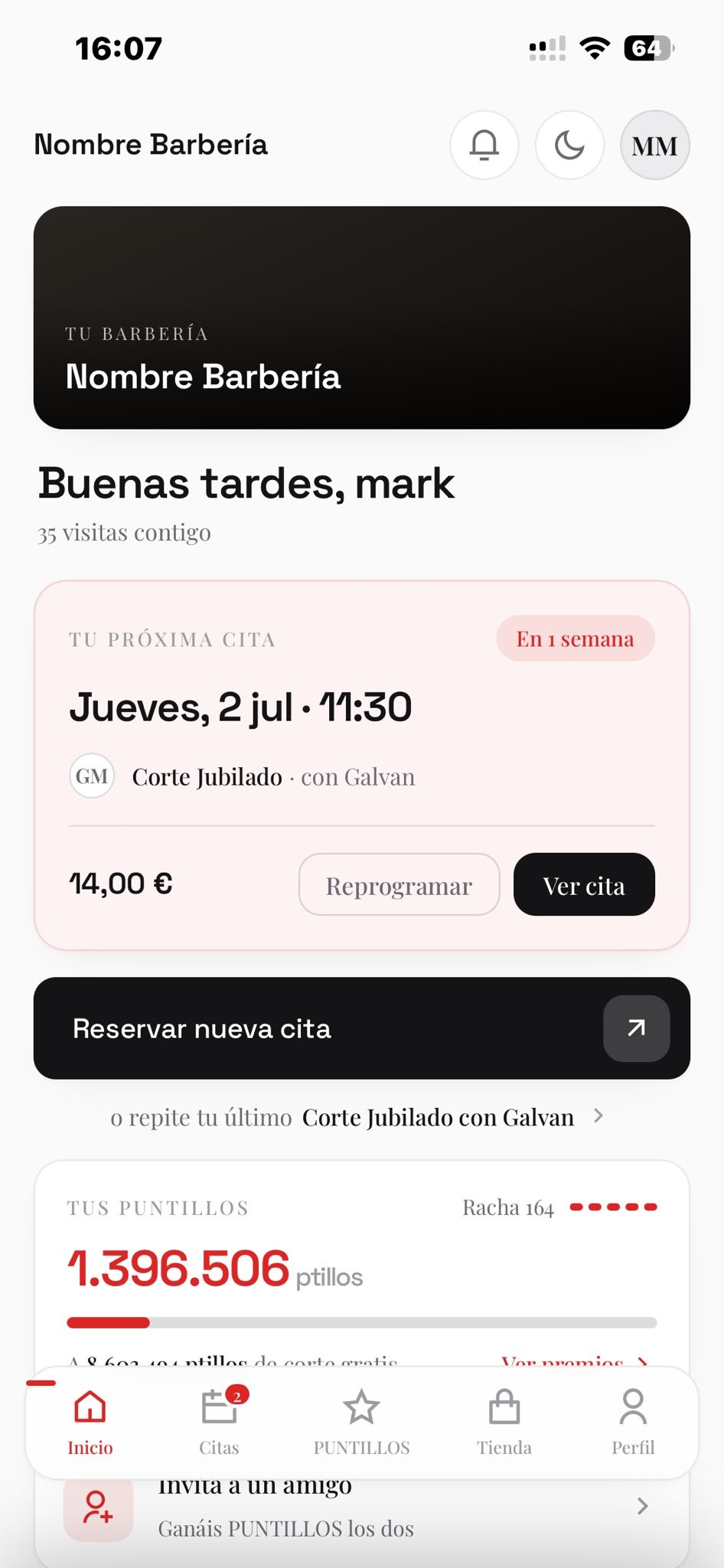 App del cliente en modo claro
