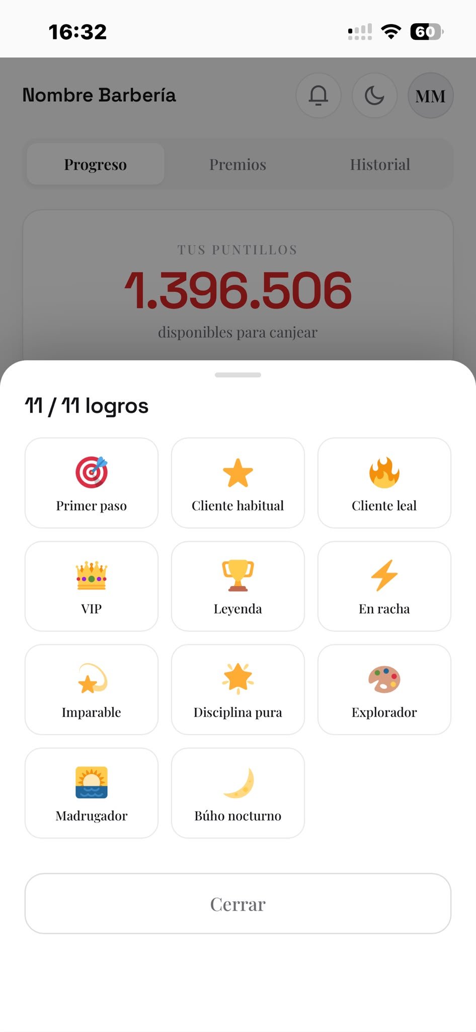 Logros desbloqueables del cliente