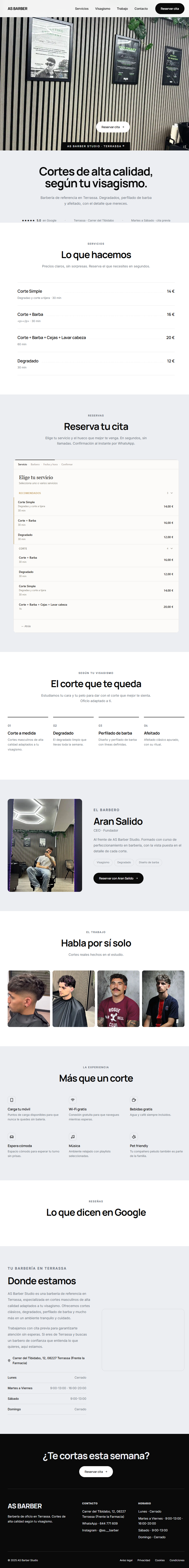 Web premium real hecha por ZENTRO para AS Barber Studio